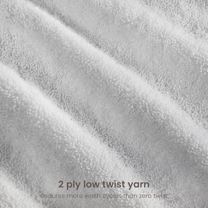 BIOWEAVES 100% Organic Cotton 700 GSM Luxury Wash Cloths GOTS Certified 13" x 13" Face Towel - Silver, Pack of 12