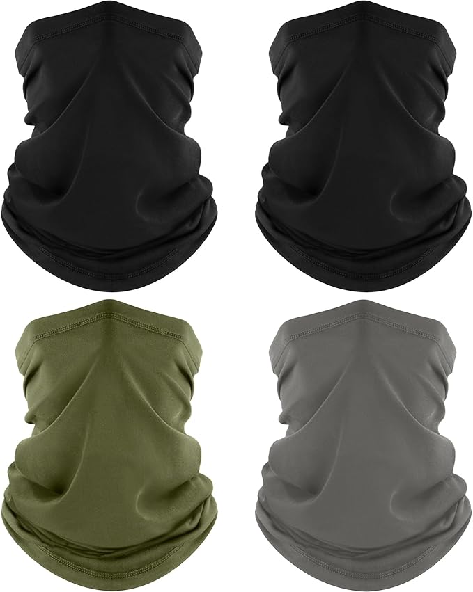 ROXUN 4 Pack Neck Gaiter, Cooling Breathable Face Mask UV Protection Scarf Hiking Bandana for Men/Women
