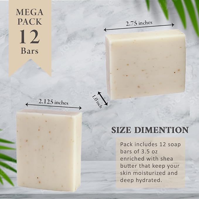 Simple Scents Australia Oatmeal & Milk Scented Natural Soap Bars (5 Bars), 3.5oz Moisturizing French Triple Milled Soap Bars Enriched with Shea Butter - Pure Plant Oil Bath & Body