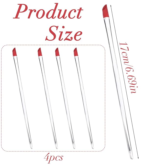 4 Pcs Rubber Tipped Cuticle Pusher, Dual-Ended Tipped Nail Art Tool, Red Hard Manicure Sticks, Nails Cleaner Tool, Remover Tools for Nail Care Polishing