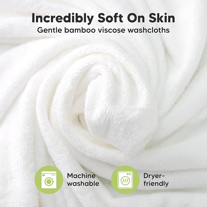 6-Pack Baby Washcloths – Soft Absorbent Viscose from Bamboo Washcloths for Face, Body, Baby Towels for Newborn, Kids, Toddlers, Infant, Gentle on Sensitive Skin, 10x10 Reusable Face Towels (Mellow)