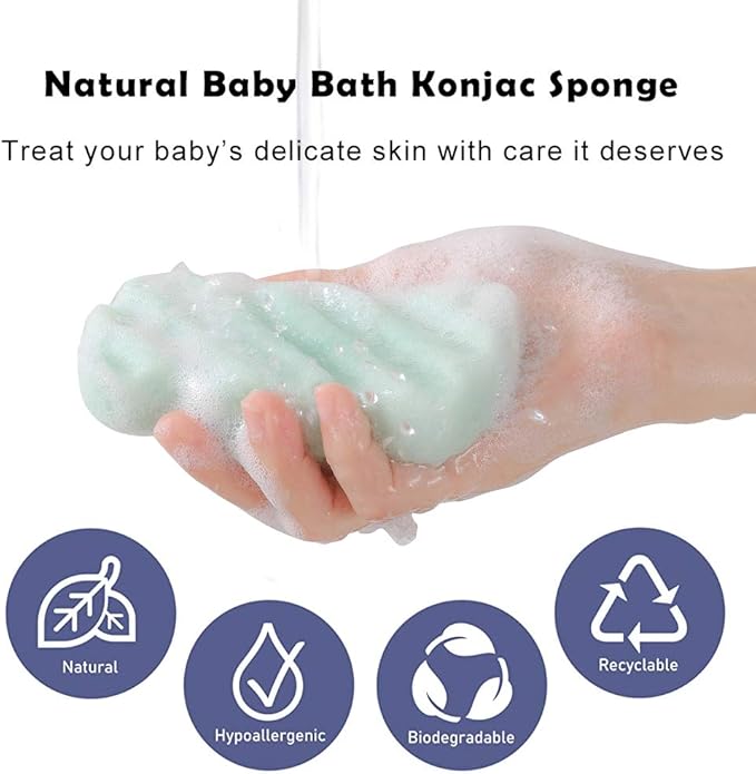 3 Pcs Natural Konjac Facial Sponges for Women and Girls, Gentle Facial Sponge for Cleansing and Makeup Removal, Bath Sponge for Babies and Kids, Soft When Wet, Suitable for Sensitive Skin