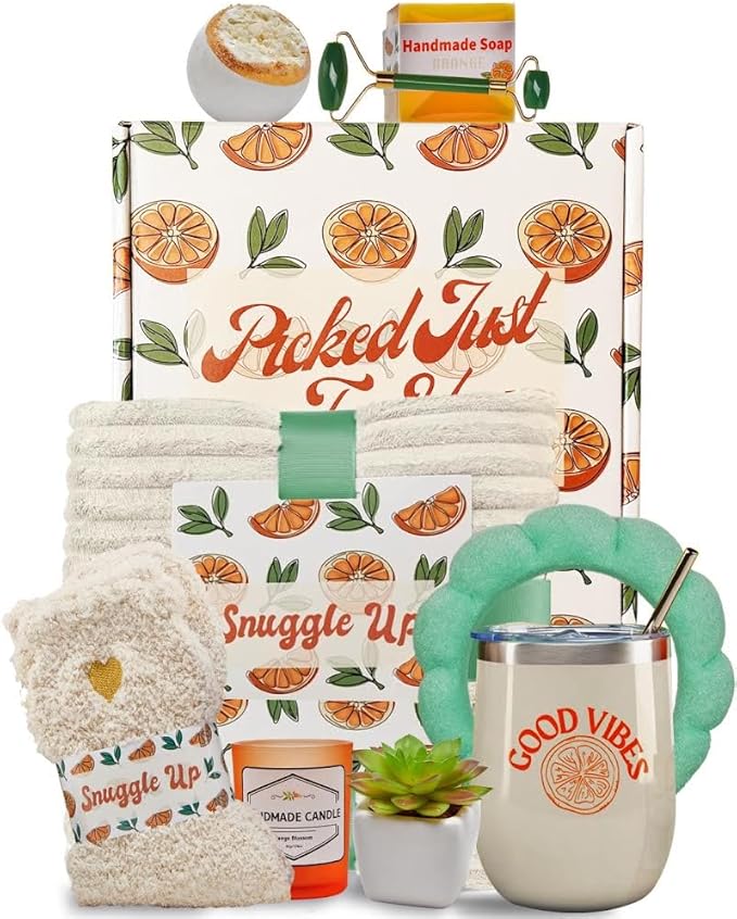 Get Well Soon Pre Made Gift Baskets for Women – Self Care Spa, Care Package with Blanket, Relaxing Collection, Cozy Kit, Birthday Present for Women, Best Friend Box, Bath Essentials, 9-Piece Gift Set
