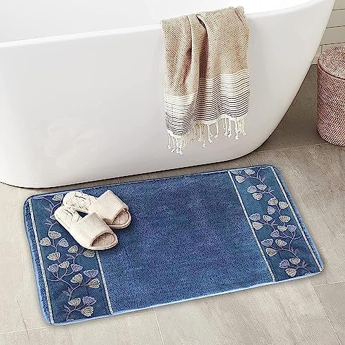 Zahari Home Capri Bathroom Rug Luxury Bath Rug Washable Beautiful Shower Mat Unique Design Stylish Non Slip Shower Mat Royal Blue Bath Rug Bath Shower Tub Decor by ZahariHome