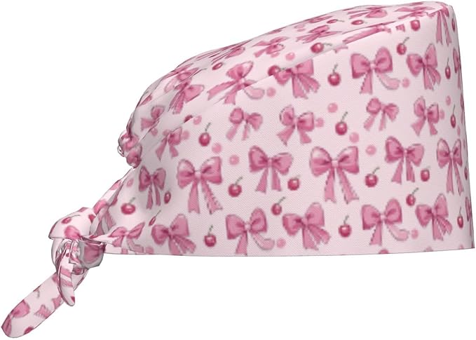 Scrub Cap for Women and Men Boho Black Leaf Pattern Adjustable Breathable Sweatband Hat for Work Kitchen Spa Shower Daily Use