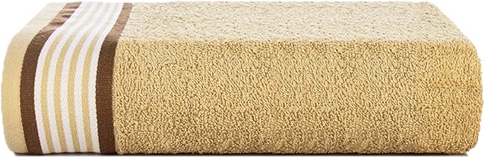 CASA COPENHAGEN He & She 2Pcs 100% Egyptian Cotton Large Designer Bathsheet Towels Gift Set- Brown - Beige, 550GSM, 35"x70" 2Bath Sheet Towels for Bathroom Set for Women & Men