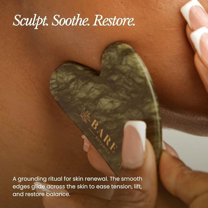 BARE BOTANICS Stainless Steel Gua Sha Tool | Sleek Facial Tool for Puffiness & Lymphatic Drainage | Easy to Clean & Non-Porous | Vegan & Cruelty-Free