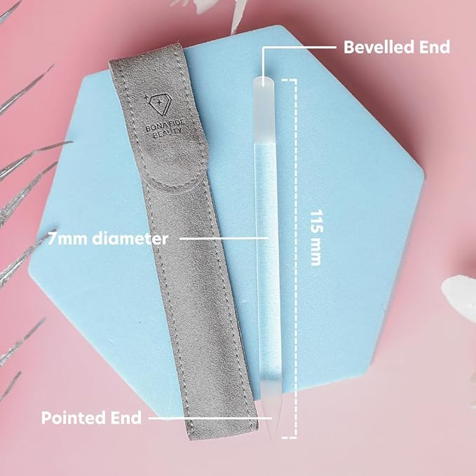 BONA FIDE BEAUTY Glass Cuticle Pusher - Dual Ended Manicure Stick - Premium Czech Tools