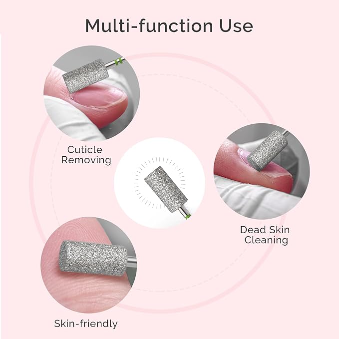 MelodySusie 6.5mm Barrel Shape Cuticle Clean Nail Drill Bit 3/32'', Professional Safety Carbide Diamond Under Nail Cleaner for Cuticle Dead Skin Nail Prepare, Beginners Bits, Series Bit-S, Coarse