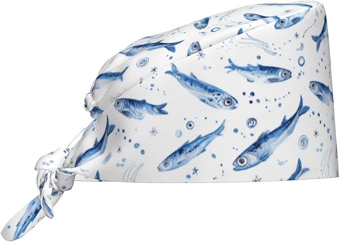 Alligator Ice Cream Working Cap, Scrub Cap with Sweatband, Adjustable Tie Back Hat Breathable Headgear for Women/Men