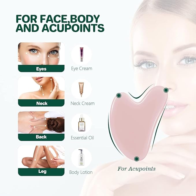 Gua Sha Facial Tools Face Roller for Wrinkles Jade Roller and Gua Sha Set,Gua Sha & Jade Roller Facial Tools Face Roller for Puffiness and Redness Reducing Skin Care