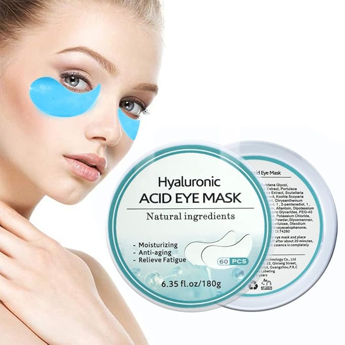 Under Eye Patches, Eye Mask for Puffy Eyes and Dark Circles with Hyaluronic Acid, 60PCS Collagen Gel Eye Pads Treatment for Moisturizing Wrinkles Anti-Aging, Fine Lines Eye Bags Care Women Men