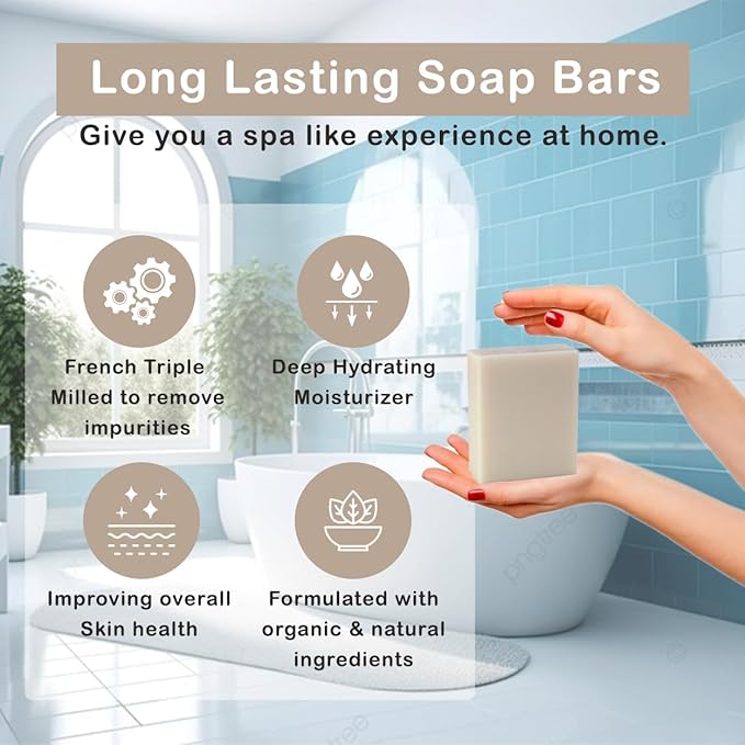 SSA Spearmint & Bran Scented Natural Soap Bars (5 Bars Pack), 3.5oz Moisturizing Triple Milled Botanical Soap with Shea Butter & Glycerin, Plant Based Non-Toxic Australian Bar Soaps for Men & Women