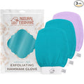Natural Elephant Exfoliating Hammam Glove (2 Teal and 1 Purple (Pack of 3))