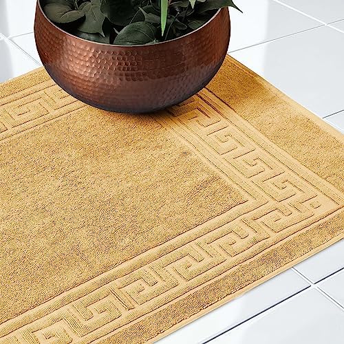 Superior Heavyweight Cotton Bath Mats, Bath Rugs For Bathroom Accessories, Washable Rug For Shower, Bath, Toilet, Modern Decor, No Backing, Luxury Hotel And Spa Quality, Set of 2, 22" x 35", Gold - Image 6