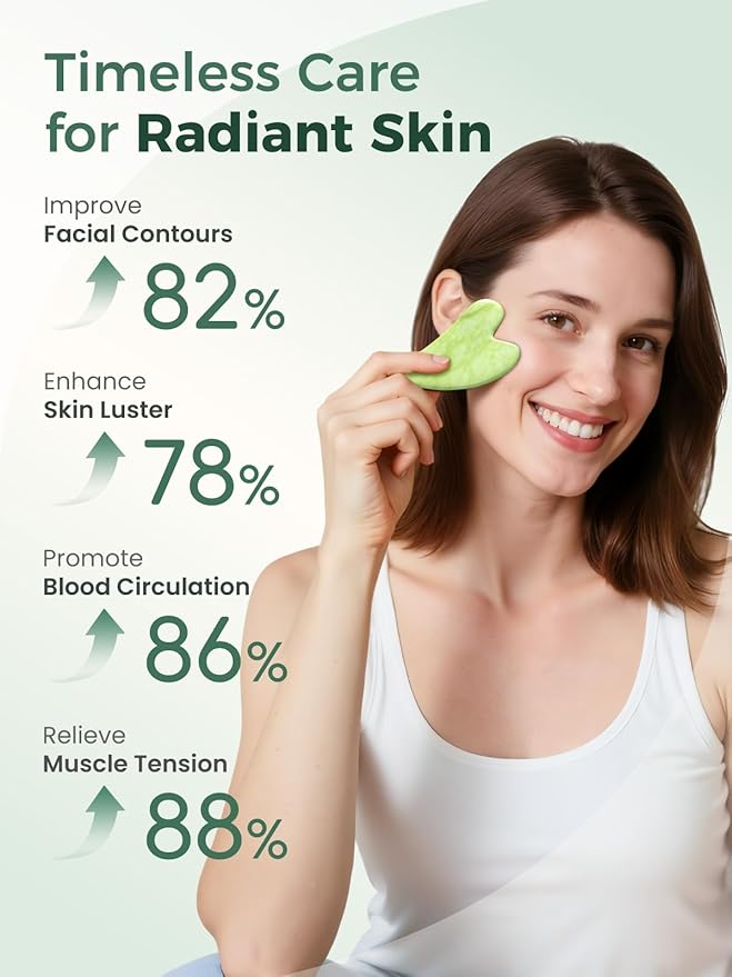 Gua Sha Facial Tools, Natural Jade Stone Guasha Tool for Face Acupuncture Therapy Trigger Point Treatment, Gua Sha Scraping Massage Tool