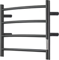 Electric Towel Warmer with Built-in Timer - Wall Mounted Bathroom Heated Towel Rack, Plug-in Design & Brushed Stainless Steel Finish Black