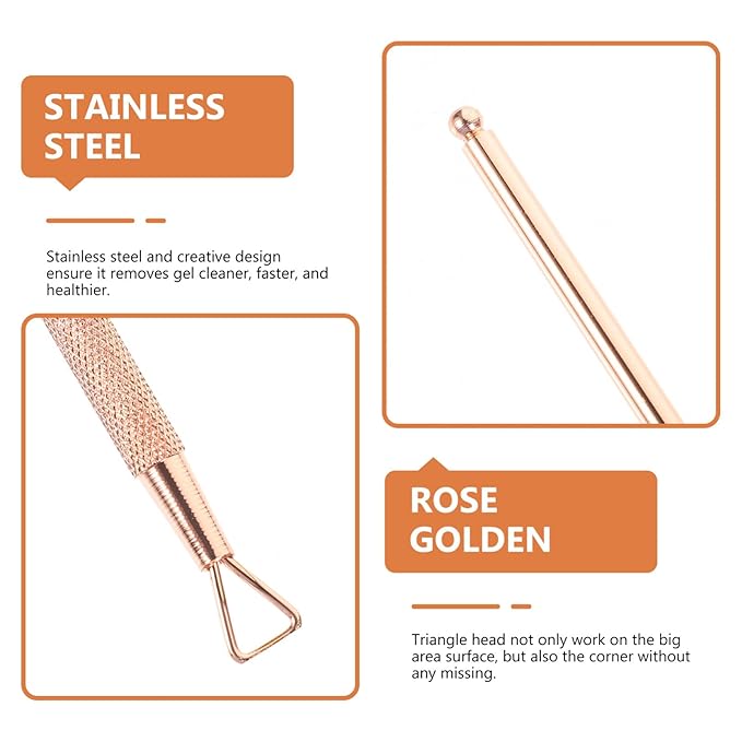 Beavorty Triangle Stainless Steel Cuticle Pusher Gel Remover Tool 4-Pcs Nail Art Scraper for Precise Gel Polish Removal and Nail Care