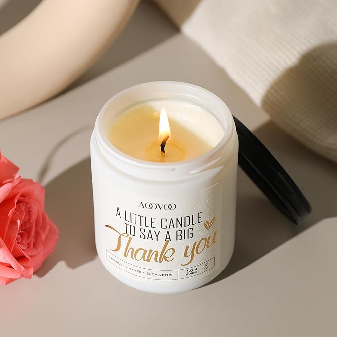 AOOVOO Candle - 9oz Soy Wax Candle, Lavender Scent - Thank You Gift for Women, Men, Mom, Coworkers, Nurse, Clients - Employee, Teacher, Boss Appreciation