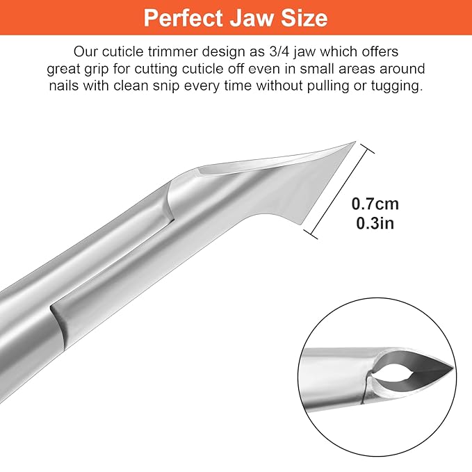 CGBE Cuticle Trimmer, 3/4 Jaw Extremely Sharp Cuticle Nippers, Professional Nail Cuticle Trimmer Tools, Non-slip Silicone Handle Cuticle Clipper for Nail Care Pedicure Manicure Nail (Orange)