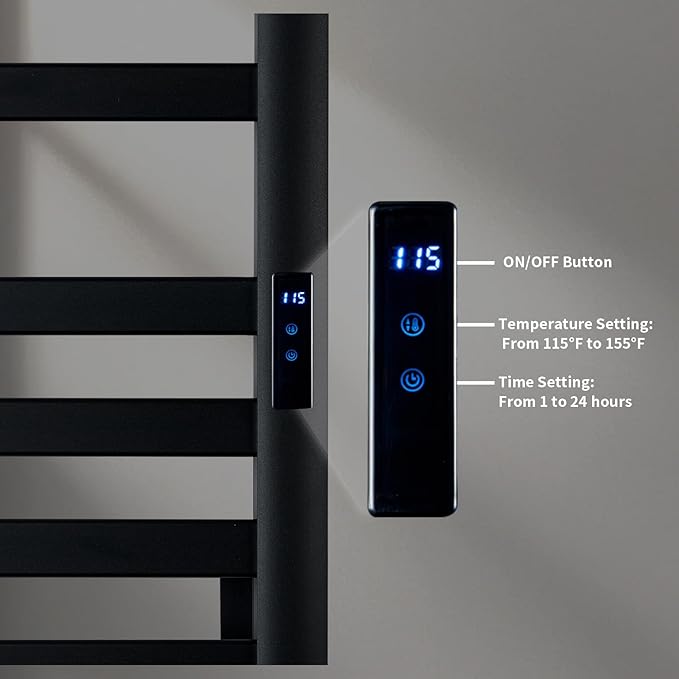 LANMEL 2 in 1 Towel Warmer Rack & Towel Rack Wall, 6 Bars Electric Wall Mounted Heated Towel Racks for Bathroom, 24H Time Setting and Temperature Control Heated Drying Rack