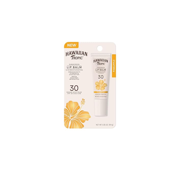 Hawaiian Tropic Lip Sunscreen SPF 30, Pineapple | SPF Lip Balm, Beach Essentials, Travel Size Sunscreen for Lips, 0.3 oz