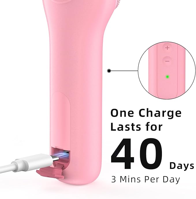 Facial Cleansing Brush Portable Waterproof Rechargeable Face Wash Brush Electric Deep Cleaning for Men and Women (Pink)
