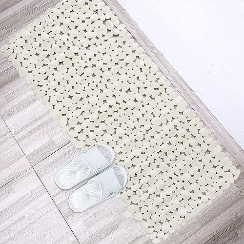 SONGZIMING Bathtub Mat Non Slip 2 Pack, 35 x 16 Inches Pebble Shower Mat with Suction Cups and Drain Holes, Bath Mat for Shower,Bathroom tub (Beige) - Image 5