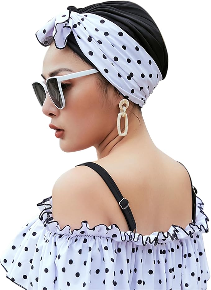 Women Swim Cap Long Short Hair Protection Pool Beach Swimming Cap Pleated Beanie Hat for Bathing Shower Surfing Spa