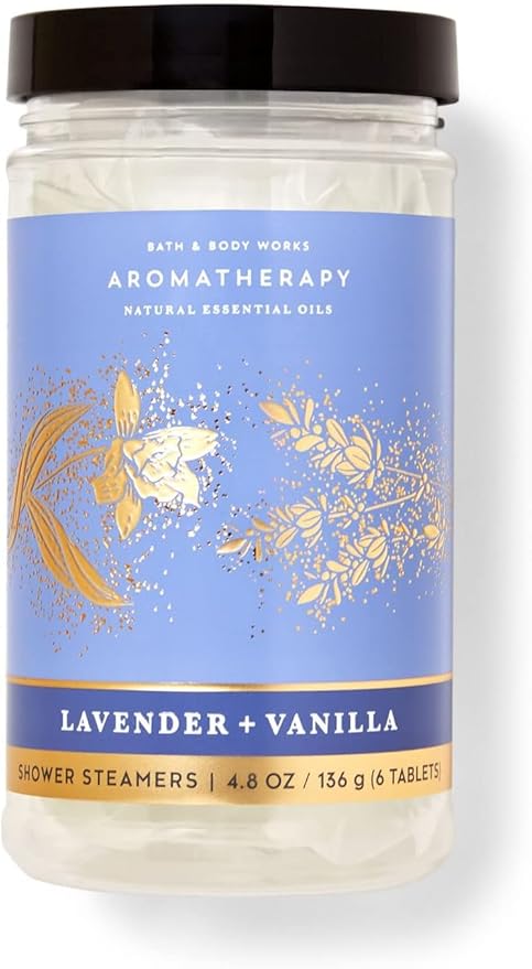 Bath & Body Works Aromatherapy Shower Steamers 4.8 OZ / 136 G Bottle (6 Tablets) (Lavender + Vanilla)