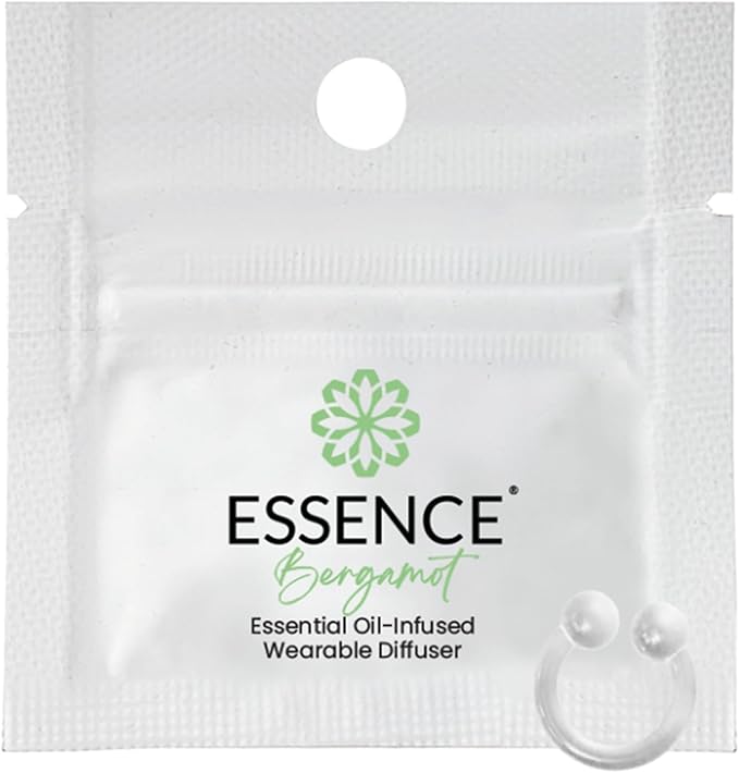 Essence Wearable Aromatherapy Nasal Diffuser – Bergamot Essential Oil Nose Ring Silicone Inhaler for Stress & Mood Support - Made in USA & Travel-Friendly