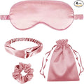 4Pcs Silk Sleep Masks Satin Eye Mask Silky Eyes Cover Blindfold Eyeshade Headband Scrunchies Pouch Bags Bridesmaid Gifts