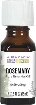 Aura Cacia Rosemary Essential Oil, Pure Rosmarinus Officinalis Oil, Aromatherapy for Skincare, Massage, Hair Care, DIY Blends | 0.5 Fl Oz (Pack of 1)