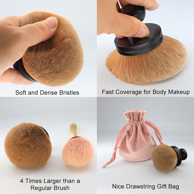 Big Self Tanning Blend Brush, Extra Large Kabuki, Self Tanner, Fundation, Powder, Sunless Tanning, Blusher, Shadow, Bronzer, Face and Body Brush (Black)