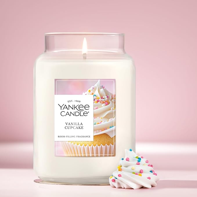 Yankee Candle Vanilla Cupcake, Scented Candle, 22oz Large Jar with up to 150 Hour Burn Time, Giftable, Birthdays (Pack of 4)
