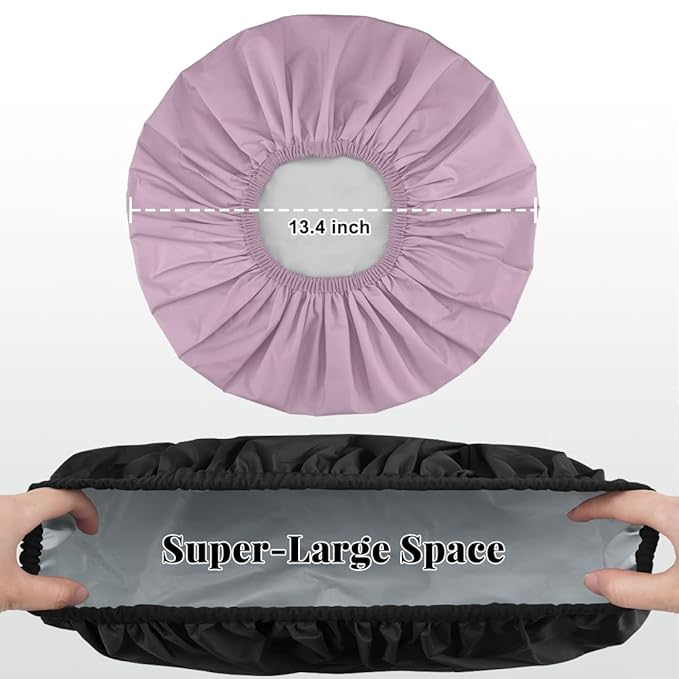 3 Pack Waterproof Reusable Shower Cap for Women, Hair Cap for Long Thick Hair, Lightweight Bath Hat for Daily Use
