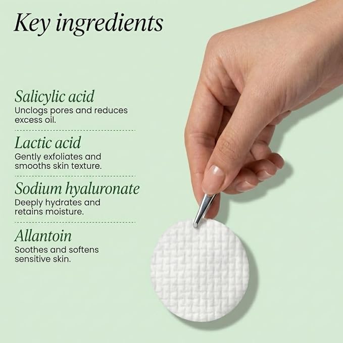 QUIA Toner Pads – AHA/BHA Dual-Action Exfoliate and Hydrate All in One – Soothing Formula for Sensitive Skin – Reduces Blackheads and Blemishes- 70 Gentle Textured Pads – Korean Skincare