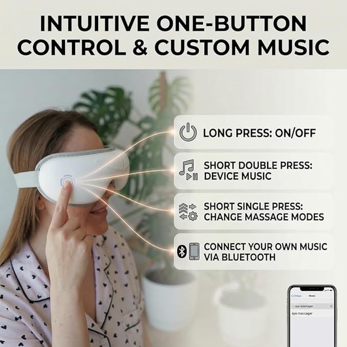 STRIDEFLOW Gentle Eye Massager for Dry Eye & Migraine Relief, LIGHT Air Compression & SOFT Warmth, FSA Eligible/HSA Eligible, Foldable Rechargeable Eye Mask, One-Button Easy Operation, Mothers Day