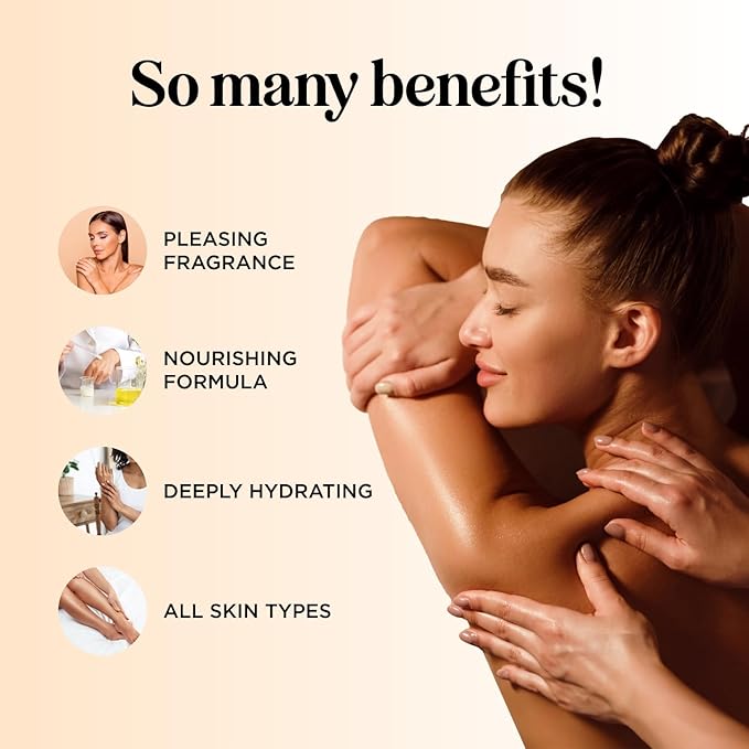 Mango Sensual Massage Oil for Couples - Alluring Tropical Full Body Massage Oil for Date Night and Nourishing Body Moisturizer with Sweet Almond - Vegan Non Greasy & Smooth Gliding Formula (16 Fl Oz)