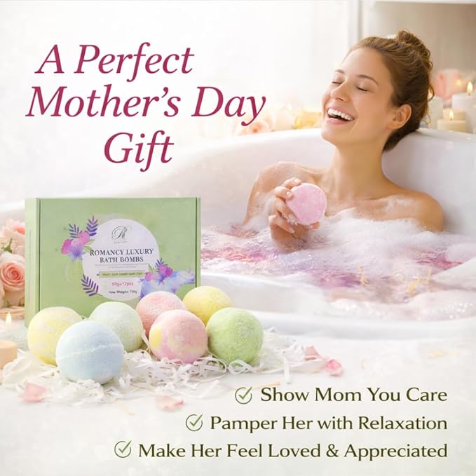 Bath Bombs Gift Set for Women – 12 Pack Spa Fizzies with Epsom Salt, Relaxation & Stress Relief, Lavender & Eucalyptus Aromatherapy, Spa Gift for Mom, Birthday & Mother’s Day