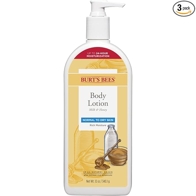 Burt's Bees Body Lotion for Normal to Dry Skin with Milk & Honey, 12 Oz (Package May Vary)