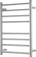 Towel Warmer Polished Chrome for Bathroom Wall Mounted Drying Rack Plug-in Electric Heated Towel Rack Stainless Steel Round 8 Bars Bath Towel Heater with Single Press