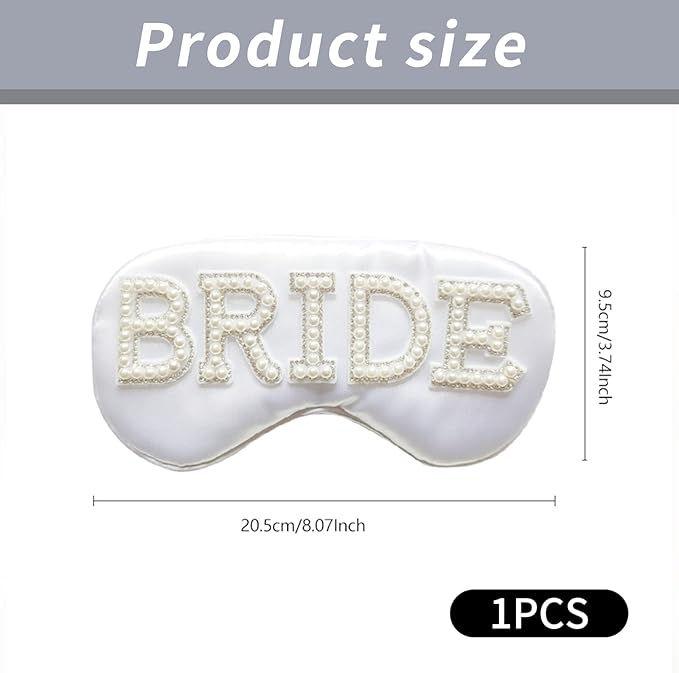 Bride Eye Mask, White Soft Fabric Diamond Bride Sleep Mask for Massages Eye, Pearl Bridal Shower Gifts to Adjust Night Sleep, Sleeping Maskes for Wedding