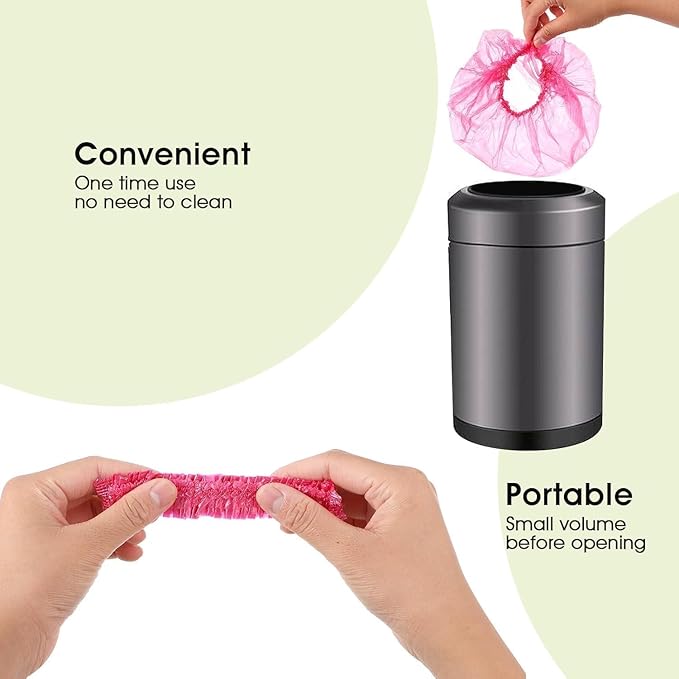 100Pcs Pink Disposable Shower Caps for Women Plastic Shower Caps Shower Hat Large Shower Cap Elastic Hair Cap for Home Use Hotel Spa and Hair Salon,Bathing Accessories,Personal Care