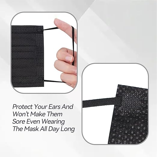 Jointown Disposable Face Mask - 3 Ply Protection Face Masks, 100 Pack Black
