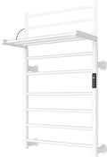 Foldable Heated Towel Rack, Dual-Zone Electric Towel Warmer Rack with Timer, GFCI Plug-in or Hardwired, Wall-Mounted, Drill-Free Installation, Matte White, CA3-900X550-Standard-MW