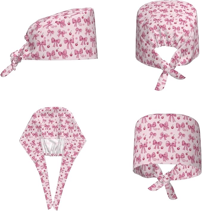 Scrub Cap for Women and Men Boho Black Leaf Pattern Adjustable Breathable Sweatband Hat for Work Kitchen Spa Shower Daily Use