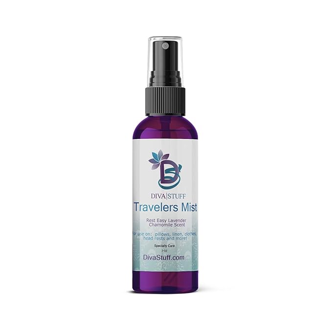 Diva Stuff Travelers Mist - Promotes Clear Skin & Protects from Acne-Causing Funk, Cleans Pillows and Sheets - Aromatherapy Spray for Relaxation and Sleep, Made in USA (Lavender & Chamomile, 2 oz)