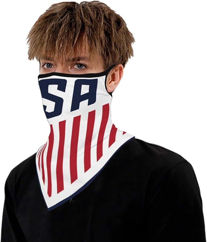 YAYOUREL Neck Gaiter Face Mask Bandanas for Men Women UV Face Scarf Cover Ear Loop Hole Facemask for Fishing Running Cycling