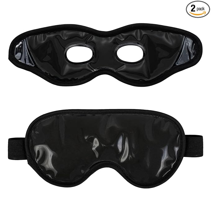 LEOSTEP 2 PCS Cooling Gel Eye Mask Reusable Cold Eye Mask, Frozen Eye Compress Ice Pack, No Freeze, Cool Relaxation, Comfort Snug Fit, Eye Cover Ice Mask with Mineral Mud for Office, Home